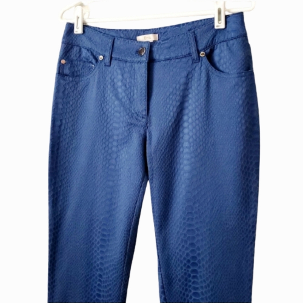Eric Crocodile / Snakeskin Pattern Blue Pants, Size 6
